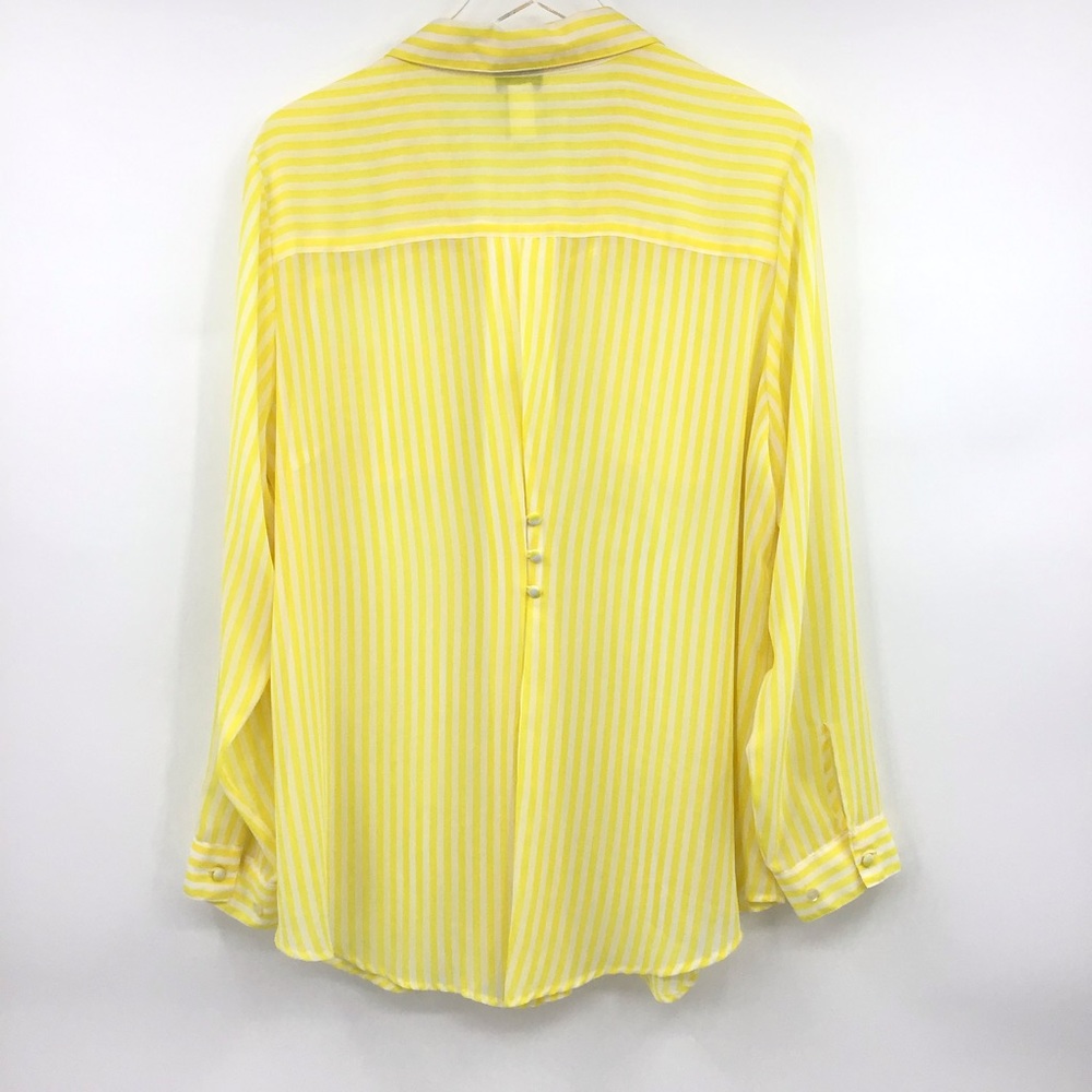 Torrid Yellow White Stripe Button Down Semi Sheet Shirt - Picture 13 of 14